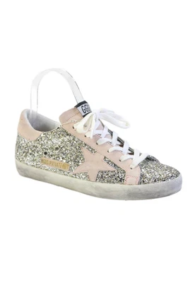 Golden Goose Deluxe Brand Womens Sparkly Lace-Up Fashion Sneaker Silver Size 7 - Image 1 of 4