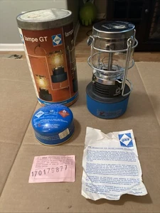 Vintage GAZ Camping Laterne Lampe GT ungebrannt Butan mit Benzinkanister - Bild 1 von 12