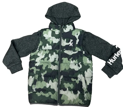 Chaqueta de camuflaje Hurley para niños talla 6-chaleco/chaqueta acolchada con capucha excelente👍😎 Foto 1 de 4
