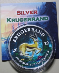 Sudáfrica 1 borde "Krugerrand" 2019 plata 1 oz #F7209 "Mystic Forest" coloreado - Imagen 1 de 11