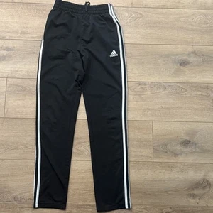 Boys Adidas Athletic Track Pants Size M 10-12 Black, White Stripes - Picture 1 of 9