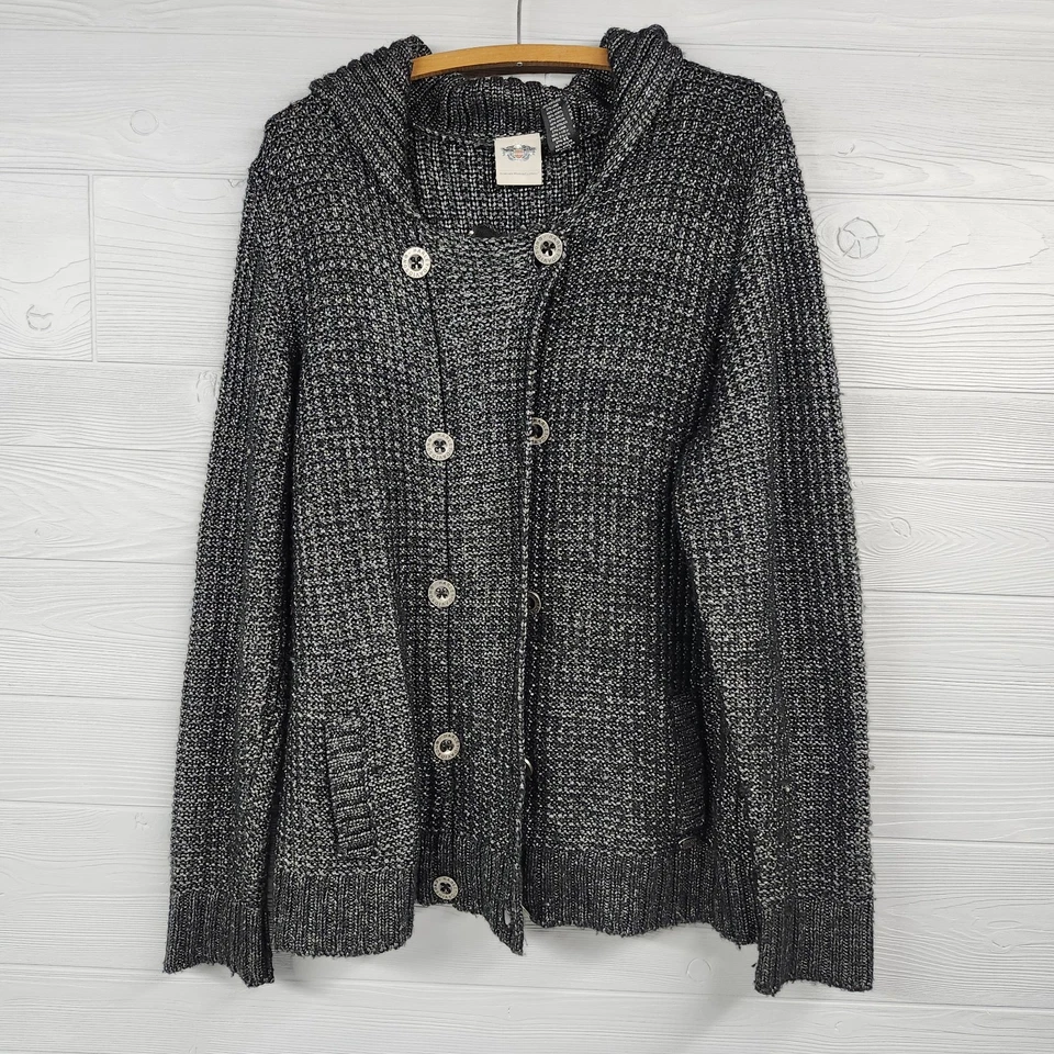 Suéter Harley Davidson Negro Tejido Manga Larga Cremallera Botones Mujer Talla 2XL  Foto 1 de 4