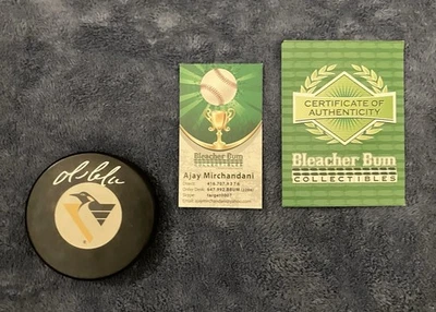 Disco de hockey firmado por Mario Lemieux | Salón de la fama/certificado de autenticidad | Pittsburgh Penguins | Autografiado Foto 1 de 4