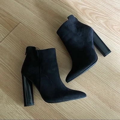 Qupid Black Suede Zipped High Block Booties Women’s 7 - Image 1 of 4