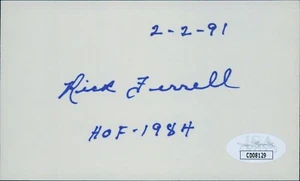 Rick Ferrell Boston Red Sox Signed 3x5 Index Card JSA Authenticated HOF 1984 - Picture 1 of 2