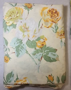 Springmaid Wondercale Yellow Cabbage Rose Double Flat Sheet + 2 Pillowcases - Picture 1 of 15