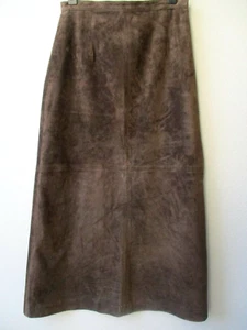 BRANDON THOMAS BROWN SUEDE LEATHER SKIRT SIZE 10P - Picture 1 of 5