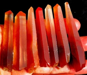 126g 7 Stück Himalaya RAW Natürlicher Roter Lemurischer Quarz Lemurien Kristallspitze hs007 - Bild 1 von 12
