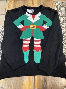 Men’s Route 66 Santa’s Elf Ugly Christmas Sweater Multicolor Size XLT NWT - Picture 1 of 6