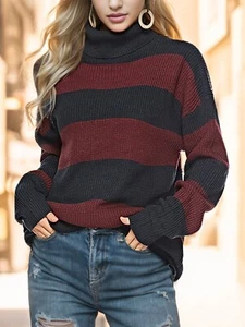 Cozy striped turtleneck sweater - Picture 1 of 11