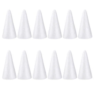 Foam Tree Cones 12PCS 15CM White Polystyrene for DIY Xmas Crafts & Decor - Picture 1 of 9