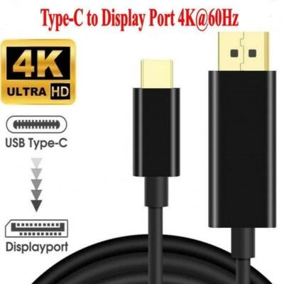 6ft USB-C Type-C to DisplayPort Cable 4K UHD @60Hz Type C to DP For Macbook Dell - Image 1 of 4