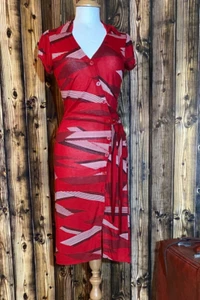 Atmosphere Dress Women Small Wrap Red Graphic Print Knee Length Size 8 - Picture 1 of 11