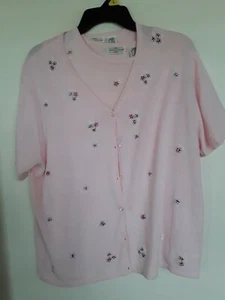 Women's Yarnworks Embroidered Cardigan L Short Sleeve Sweater & Tank - Picture 1 of 5