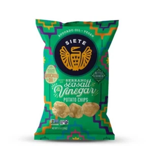 〽️New SIETE Serrano Sea Salt Vinegar Avocado Oil Vegan Kettle Tortilla Chips 5oz - Picture 1 of 2