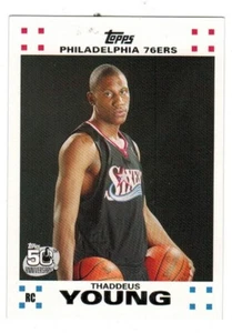 Thaddeus Young LOT 2007-08 TOPPS ROOKIE White Border #12 of 14 50TH ANNIVERSARY - Imagen 1 de 5