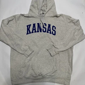 Russell Athletic Kansas Jayhawks Hooded Sweatshirt Adult XLarge Gray Hoodie Mens - Picture 1 of 15