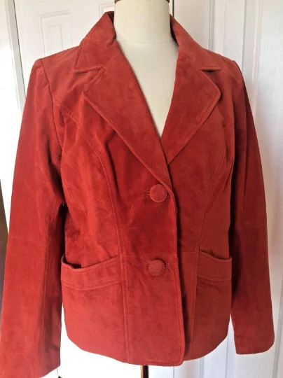 Vintage Dialogue Brick Red Suede Blazer Jacket Size M - Image 1 of 4