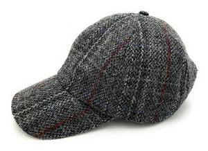 Baseballmütze Harris Tweed grau kariert Made in Scotland verstellbar Unisex  - Bild 1 von 2