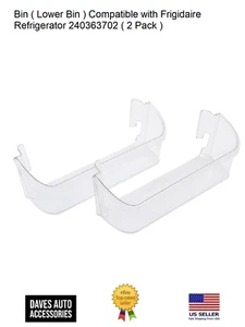 Bin ( Lower Bin ) Compatible with Frigidaire Refrigerator 240363702 ( 2 Pack ) - Picture 1 of 23