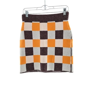 CIDER Colorful Checker Board Knit Skirt Sz Medium NWT - Picture 1 of 7