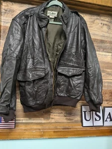 Men's Vintage Leather LL Bean Size Large Tall Bomber Jacket. Excellent Condition - Picture 1 of 5