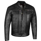 Men's Commuter Premium Natural Buffalo Leather Motorcycle Jacket CE Armor Men