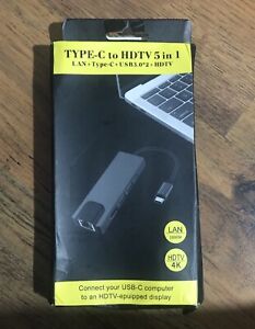 Slim USB C HUB, 5 IN 1 Type C to HDTV 4K UHD Adapter, SD/Micro SD Card Reader