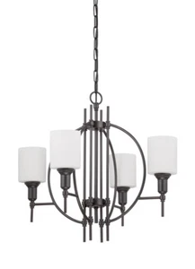 Craftmade Meridian 4 Light Espresso White Opal Glass Chandelier - Picture 1 of 1