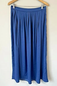 Chicos Maxi Skirt Womens Size 0.5 6 Blue Pleated Side Zip Long Silky Soft Modest - Picture 1 of 12