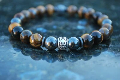 Tigerauge Damen Armband 8mm Herren Armband Perlenarmband Partnerarmband Geschenk - Bild 1 von 4