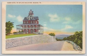 Tower hotel on skyline Boulevard Reading. Pennsylvania PA Postcard - Picture 1 of 2