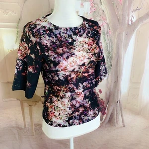 ASOS Women’s Metric Floral Muti Color Purple Blouse Top Size 0 - Picture 1 of 7