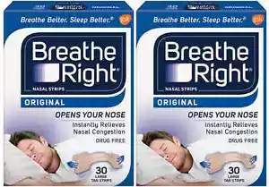 60 BREATHE RIGHT TAN Nasal Strips Large Size Nose Band Stop Snoring Breath NEW - Picture 1 of 1