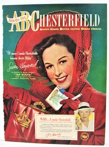 Vintage 1948 Chesterfield Zigarettenmagazin Anzeige ganzseitiger Star Susan Hayward - Bild 1 von 1