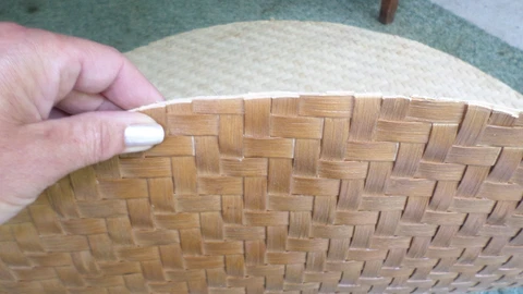 194D Vtg Rataan/Wicker Table Top Woven Mat Replacement Top 45 1/2"+ Round NICE!! Cover