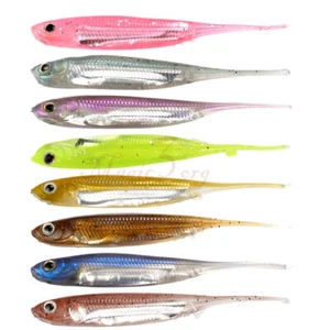 6 X Señuelos de Plástico Suave 8cm 2.8g Cebo de Pesca Artificial Minnow Cola Derramada Trucha - Imagen 1 de 13