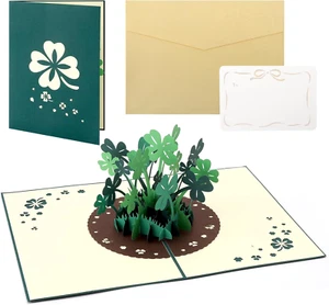 3D Geburtstags-Karte, Pop-Up Karte Glücksklee, Viel Glück, Gute Besserung, 13 x - Bild 1 von 7