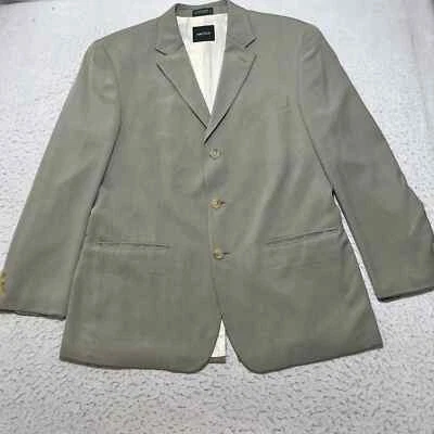 Nautica Hombre 42 Regular 100% Seda Verde Salvia/Gris Traje Chaqueta Abrigo Deportivo 42R Foto 1 de 4