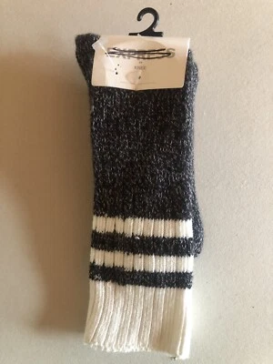 Женские носки на коленях Express черные с белыми - Изображение 1 из 3