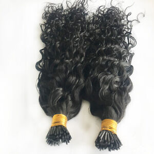 Curly I Nail Tip In Brazilian Remy Human Hair Extensions Natural Color 