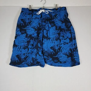 Eddie Bauer Men’s Swim Trunks Mesh Lined Blue Fern Pattern Medium - Picture 1 of 9