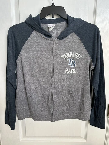Youth TAMPA BAY RAYS Grey and Blue Zip Hoodie Sz XL Cover