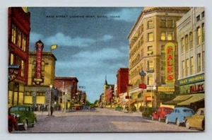 Boise Idaho Main Street, Hardware, Coca Cola Sign, Antique Cars Postcard - Picture 1 of 2