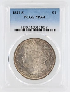 1881-S Morgan Silver Dollar PCGS MS64 S$1 San Francisco Minted No Reserve - Picture 1 of 4