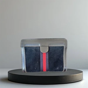 Vintage Gucci Mini Pouch Toiletry Bag Sherry Line Suede Black Authentic 5x7 EUC - Picture 1 of 15