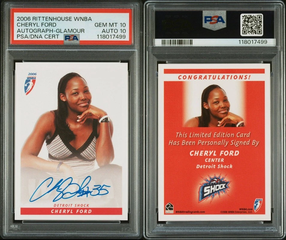 CHERYL FORD 2006 RITTENHOUSE WNBA GLAMOUR ONCARD AUTOGRAPH PSA 10 AUTO 10 POP 2 - Image 1 of 1