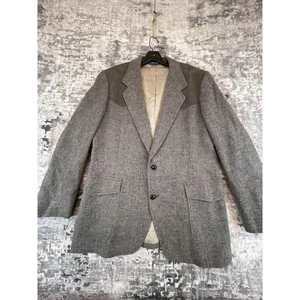 Pendleton 42L Tweed Sports Coat Suede Western Yoke Blazer Barleycorn Donegal - Picture 1 of 9