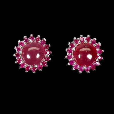 925 Sterling Silver Earrings Round Ruby 6mm Natural Gemstone Jewelry - Image 1 of 4