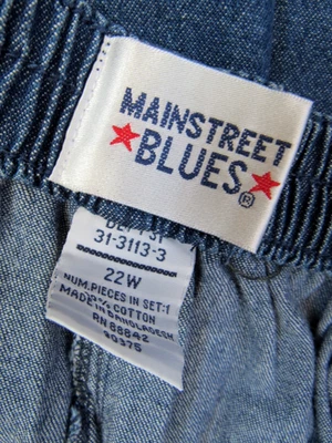 WOMANS 22W blue cotton chambray medium dark high stretch waist PANTS 38X30 - Image 1 of 3